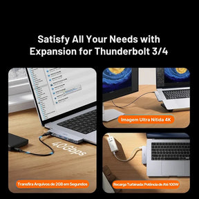 Adaptador USB-C Baseus 9 em 1 com HDMI 4K, Thunderbolt 3 e 3x USB 3.0 | Innova Fácil
