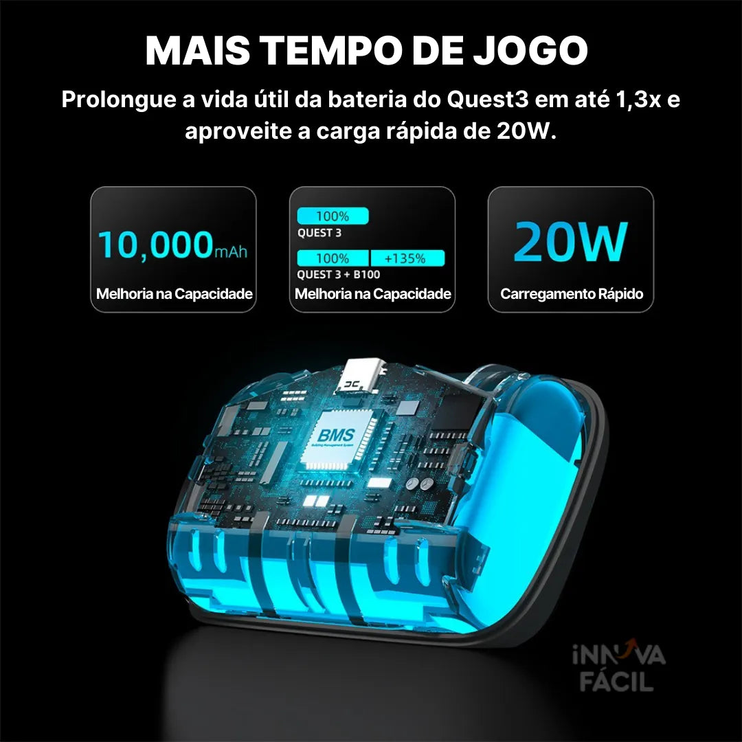 AirCore VR S3PRO Com Bateria 10000mAh Para Meta Quest 3 | Innova Fácil