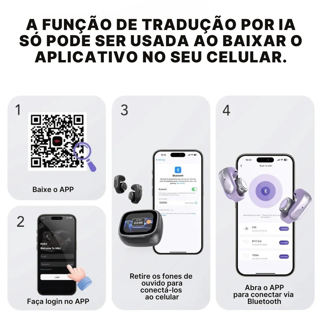 Fone Bluetooth Erazer XF28 PRO com Tradução em Tempo Real + Power Bank Grátis | Innova Fácil