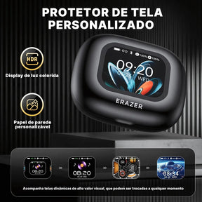 Fone Bluetooth Erazer XP15 com Tela Touch, Tradutor em 145 Idiomas e LED Personalizável | Innova Fácil