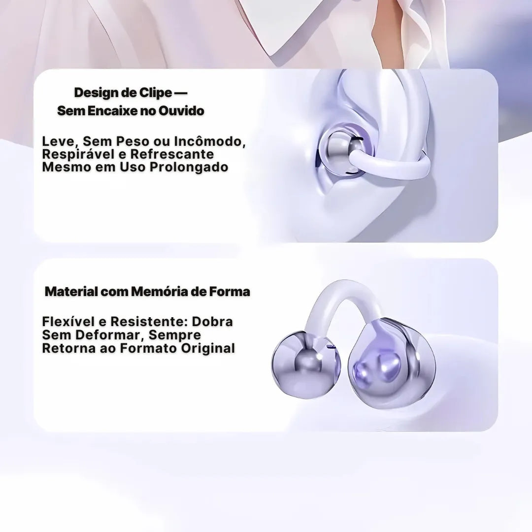 Fone Bluetooth FreeClips Open Ear Confortável e Moderno | Innova Fácil