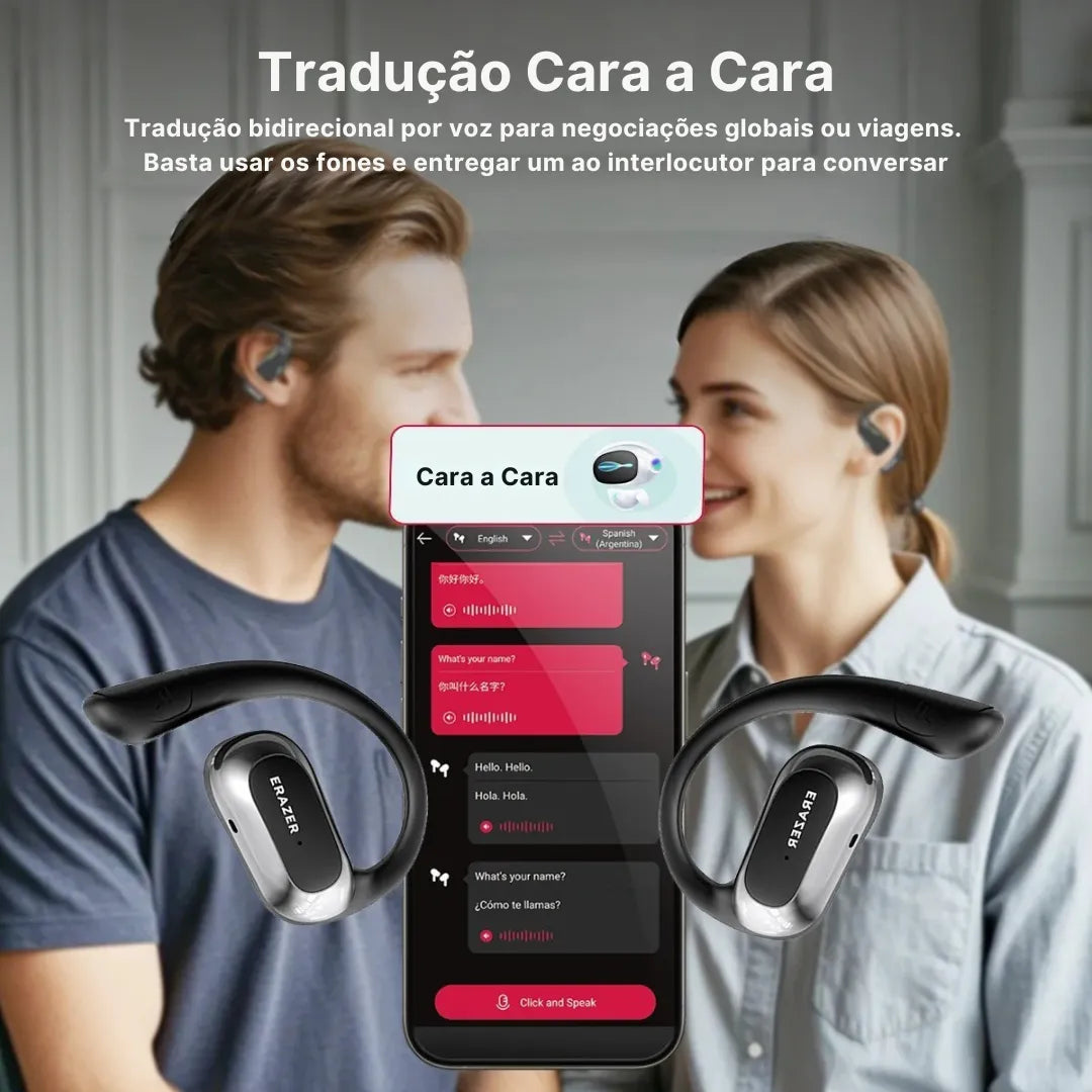 Fone Bluetooth Lenovo ERAZER X5 com Tradução em Tempo Real e Bateria de 42h | Innova Fácil
