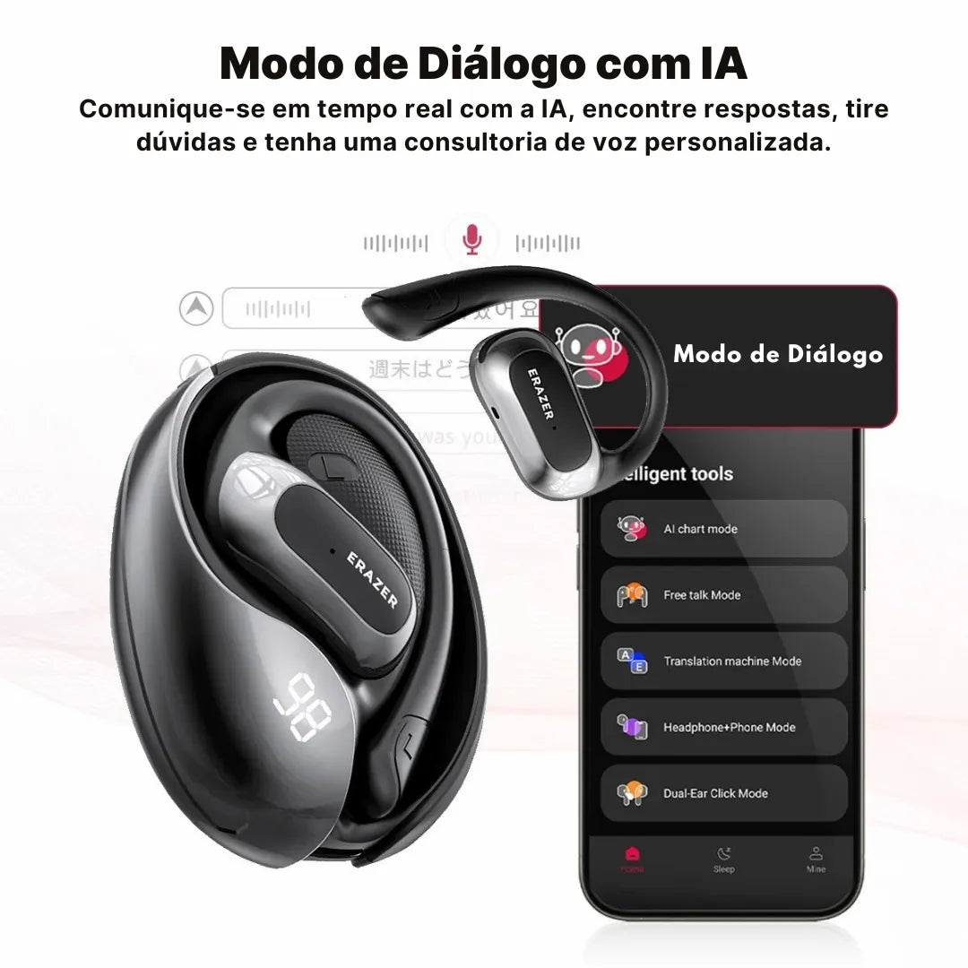 Fone Bluetooth Lenovo ERAZER X5 com Tradução em Tempo Real e Bateria de 42h | Innova Fácil
