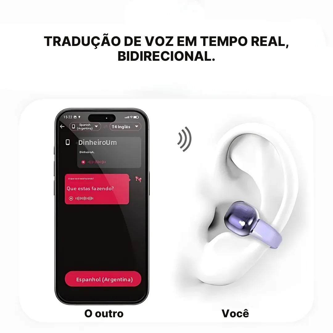Fone Bluetooth Com Tradutor AI + Case Organizadora