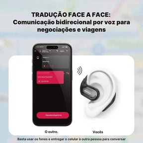 Fone Tradutor Bluetooth ERAZER XT66 PRO AI 135 Idiomas | Innova Fácil