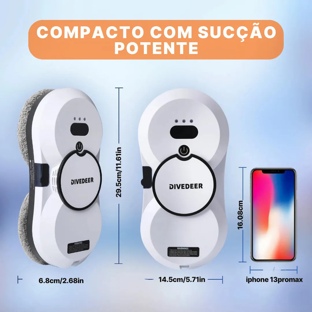 Limpador de Vidros Elétrico DIVEDEER 2800Pa e Controle Remoto | Innova Fácil