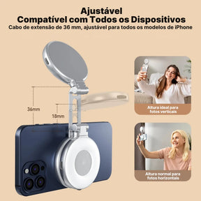 Luz de Preenchimento Magnética TELESIN Magsafe 360° com Espelho e 3 Modos de Iluminação | Innova Fácil