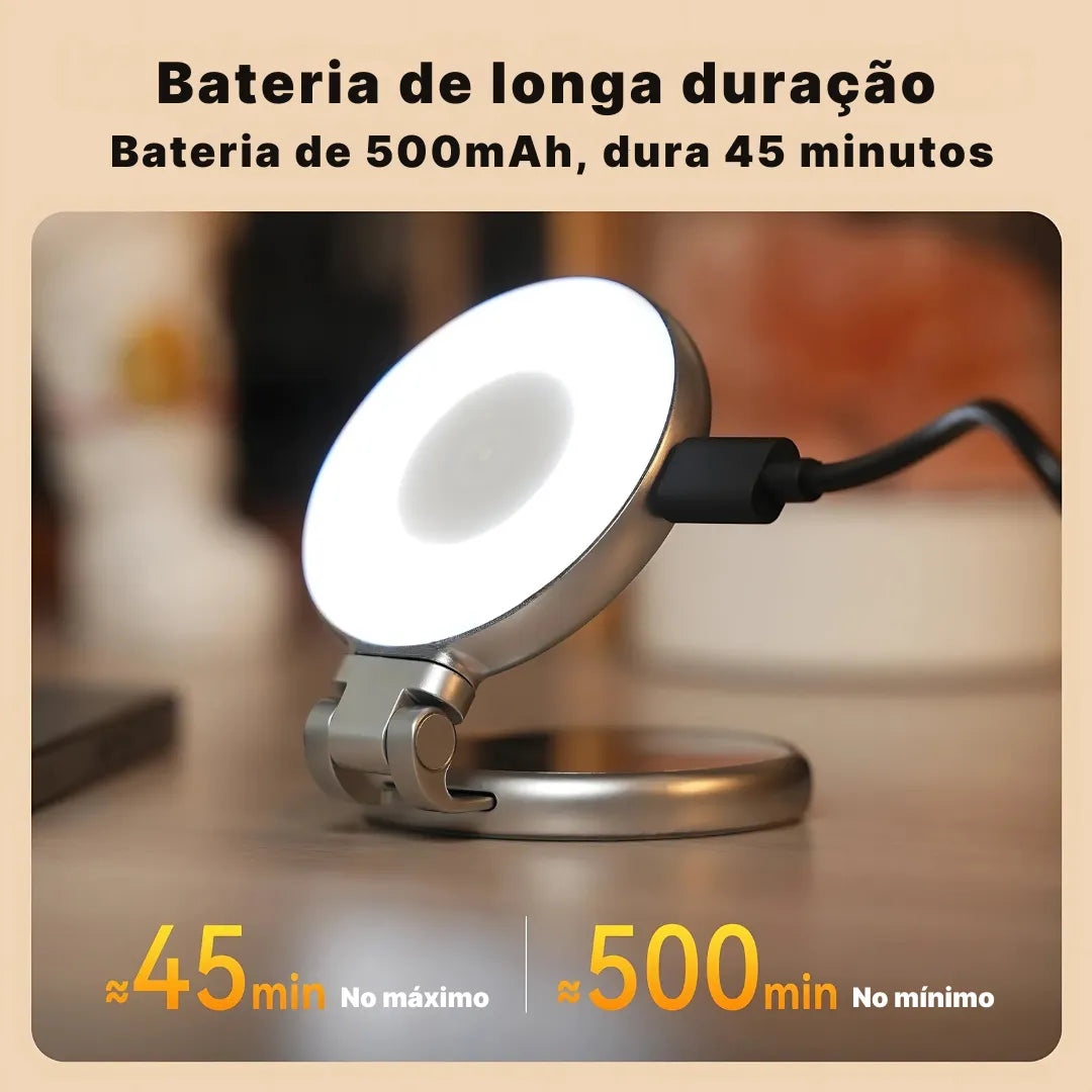 Luz de Preenchimento Magnética TELESIN Magsafe 360° com Espelho e 3 Modos de Iluminação | Innova Fácil