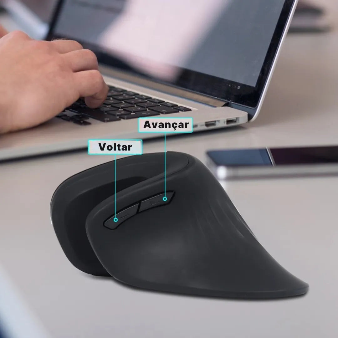 Mouse Ergonômico Vertical Sem Fio HandEase| Innova Fácil