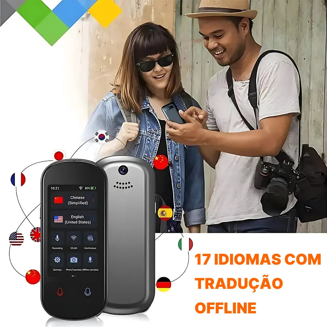 Tradutor de Voz Instantâneo Z2 com IA, 139 Idiomas, Tela Touch e Tradução Offline | Innova Fácil