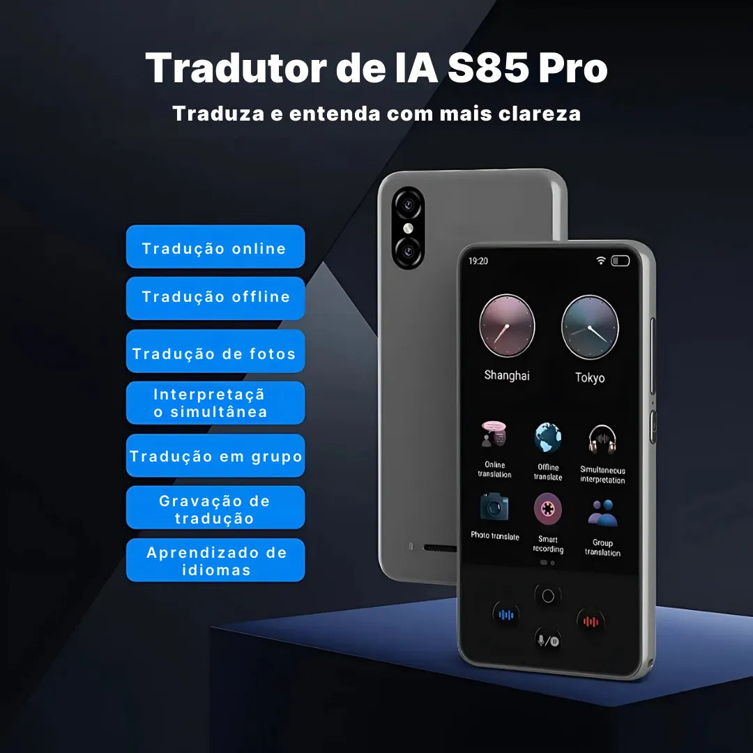 Tradutor Inteligente S85 Pro com Tradução Offline e Tela Touch | Innova Fácil