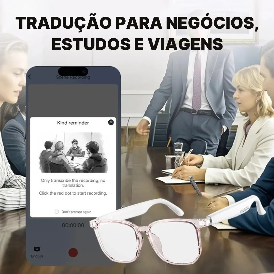 Óculos Bluetooth com Tradução Instantânea - 150 Idiomas